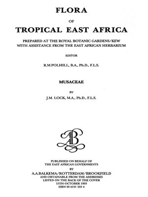 cover image of Flora of Tropical East Africa--Musaceae (1993)